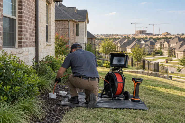 Sewer camera inspection at a newer Midlothian Texas home