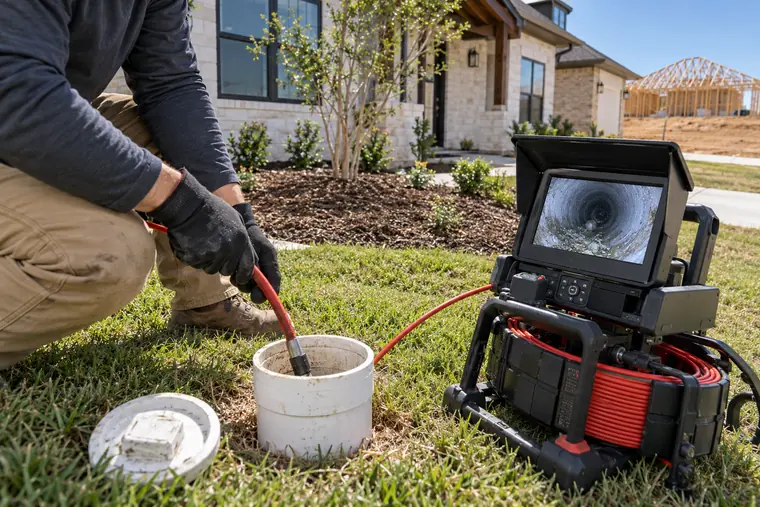 Sewer camera checking a new-build drain in Ridge Crossing Waxahachie