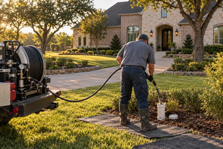 Exterior cleanout and sewer line service in Saddlebrook Estates, Waxahachie